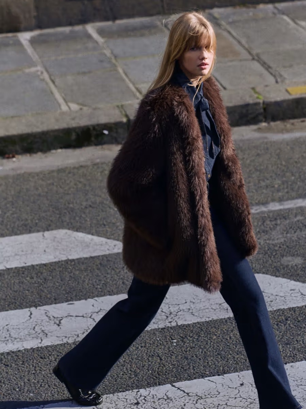 Brown Faux-Fur Coat - Women's Oversized Jacket